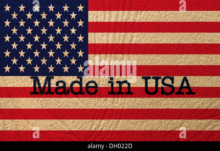 Made in USA texte sur le drapeau Banque D'Images