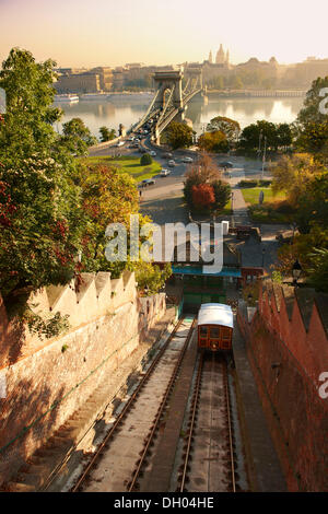 Funiculaire, quartier du château, Budapest, Hongrie, Europe Banque D'Images