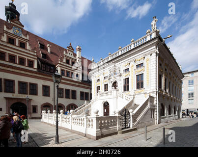 Construction Handelsboerse Alte, old town hall, Leipzig, Saxe, PublicGround Banque D'Images