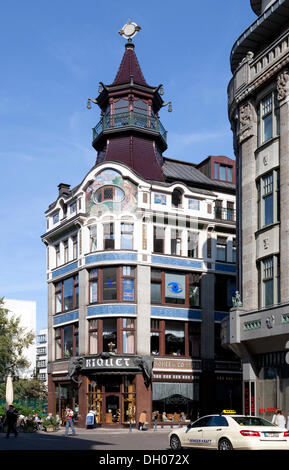 Riquethaus, bâtiment Art Nouveau, Leipzig, Saxe, PublicGround Banque D'Images