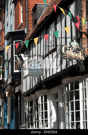 Cadre en bois Construction & Shop Fronts, abrupte, Lincoln, Lincolnshire, Angleterre Banque D'Images