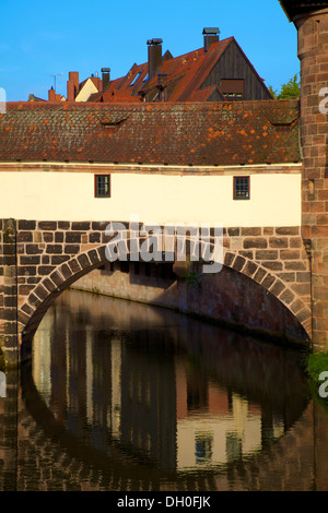 La fleur (Henkersteg Bridge), Nuremberg, Bavière, Allemagne, Europe Banque D'Images