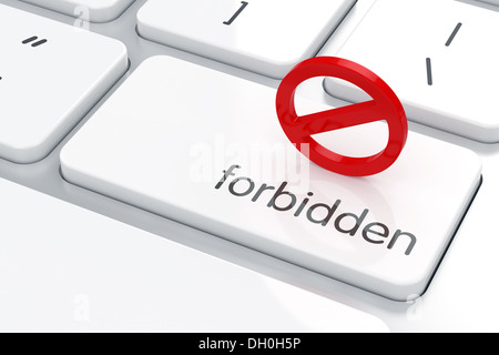 Interdit 3d signe sur le clavier de l'ordinateur Banque D'Images