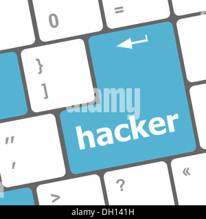 Hacker bouton sur une touche de clavier d'ordinateur Banque D'Images
