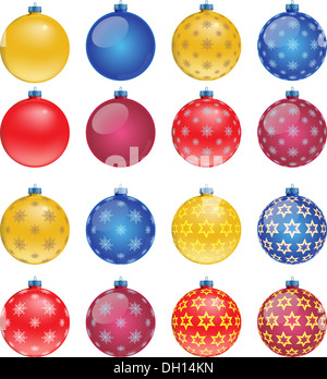 Jeu de boules de Noël colorées, illustration Banque D'Images