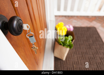 L'épicerie et les touches à l'avant porche de chambre Banque D'Images