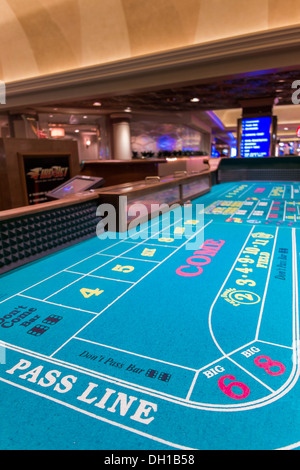 Table de craps - Casino intérieur, Harrah's Hotel and Casino, Las Vegas, Nevada, USA. Sans dés. Banque D'Images