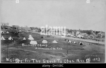 Boomers Camp. Arkansas City, Kan. En attente de la bande d'ouvrir le 1er mars 1893. 516453 Banque D'Images