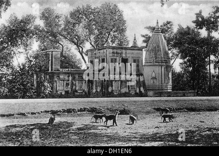 Ancienne photo vintage des années 1900 du temple de singe Roorkee Haridwar district uttarakhand Inde asie Banque D'Images