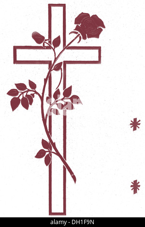 Croix avec rose Banque D'Images
