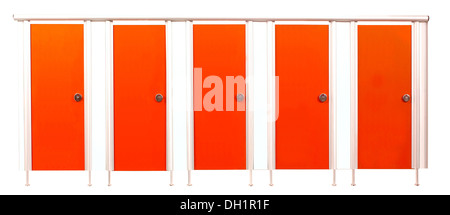 Cabine de toilette coloré portes isolé sur fond blanc Banque D'Images