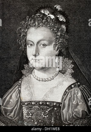 Elizabeth d'York (1466-1503). Reine consort d'Angleterre. Gravure de R. Bong. L'histoire universelle, 1885. Banque D'Images