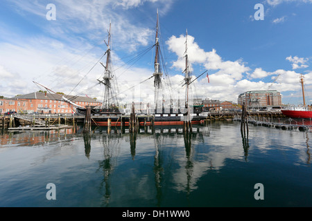 Frégate, l'USS Constitution, le port de Boston, Massachusetts, USA Banque D'Images