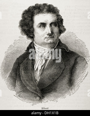 August Wilhelm Iffland (1759-1814). Acteur et dramaturge allemand. Gravure en notre siècle, 1883. Banque D'Images