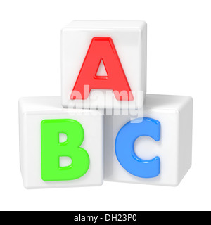Blocs de construction ABC sur fond blanc. Banque D'Images