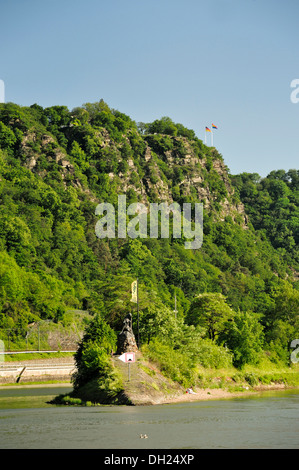 Loreley Rock, rocher de la Lorelei, Sankt Goarshausen, Vallée du Haut-Rhin moyen, un site classé au Patrimoine Mondial, Rhénanie-Palatinat Banque D'Images