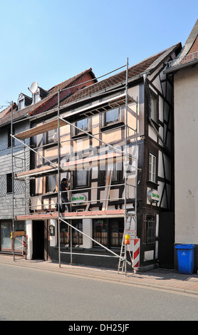 Rénovation d'une maison à colombages historique dans Butzbach, Hesse Banque D'Images