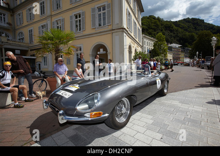 Jaguar E-Type, de l'ADAC rallye de voitures anciennes Classic 2012 Mittelrhein, Bad Ems, Rhénanie-Palatinat Banque D'Images