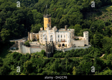 Vue aérienne, Château de Stolzenfels, Koblenz, Rhénanie-Palatinat Banque D'Images