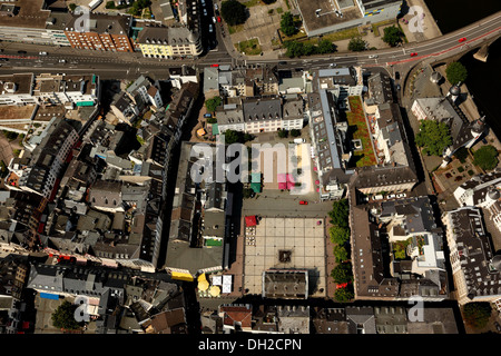 Vue aérienne, quartier historique de Coblence avec Muenzplatz square, Koblenz, Rhénanie-Palatinat Banque D'Images