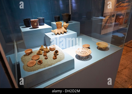 Artefacts au Musée Archéologique d'Ancash, Huaraz (Pérou. Banque D'Images