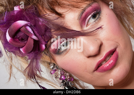 Femme, maquillage, portrait Banque D'Images