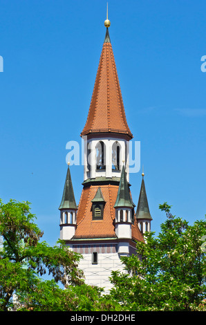 Tour de l'ancien hôtel de ville en face de la place Marienplatz, Munich, Bavière, Allemagne Banque D'Images