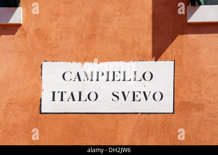 Road sign, UNESCO World Heritage Site, Venise, Vénétie, Italie, Europe Banque D'Images