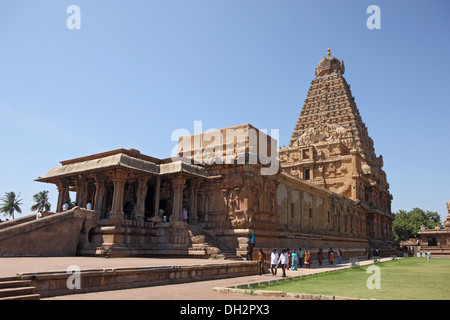 Peruvudaiyar Kovil Periya Kovil Brihadeshwara Temple RajaRajeswara Temple Rajarajeswaram Thanjavur Tamil Nadu Inde Temple indien Hindu Shiva Banque D'Images