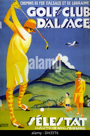 La promotion de l'affiche de chemin de fer Française de Golf Golf en Alsace vers 1925 Banque D'Images