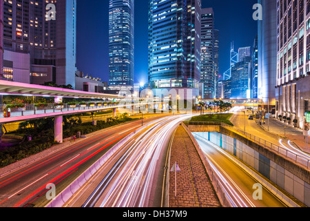 L'île de Hong Kong financial district paysage urbain. Banque D'Images