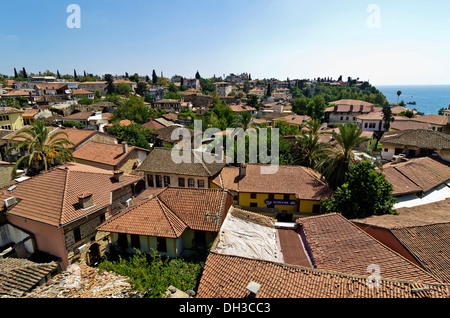 Vue sur la vieille ville d'Antalya, Kaleiçi, la Turquie, l'Asie Banque D'Images