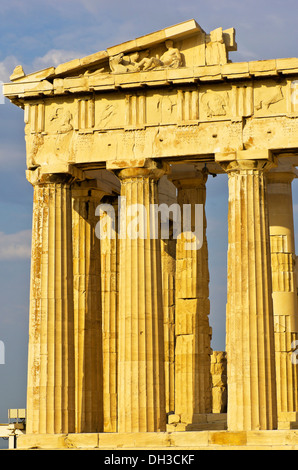 Détail du Parthénon, Acropole, Athènes, Grèce, Europe Banque D'Images