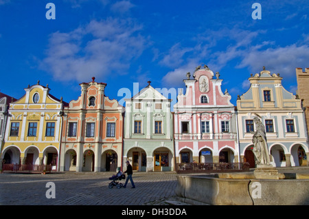 Maisons baroques de la ville UNESCO de Telc République Tchèque Banque D'Images