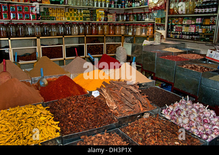 Épicier marrakech maroc marché saison herbes Épices Banque D'Images