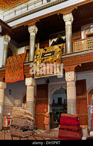 Souk de Marrakech Médina de Tapis Tapis Tapis de marché Maroc Banque D'Images