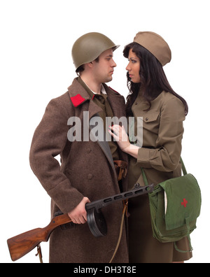 Les jeunes couple posing in studio Banque D'Images