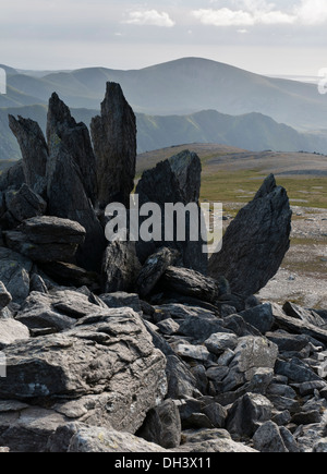 Des affleurements rocheux sur la Fach Glyder Fawr/Snowdodia ridge de parc national dans le Nord du Pays de Galles. Banque D'Images