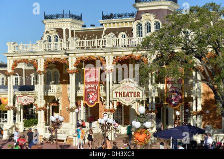 Town Square Theatre à l'entrée du Magic Kingdom, Disney World, Orlando, Floride Banque D'Images