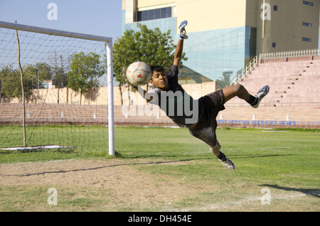 Match de football , but de gardien de but , inde , asie , MR#786 Banque D'Images