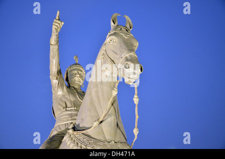 Metal statue de Rao Jodha sur l'Jodhpur Rajasthan Inde Banque D'Images