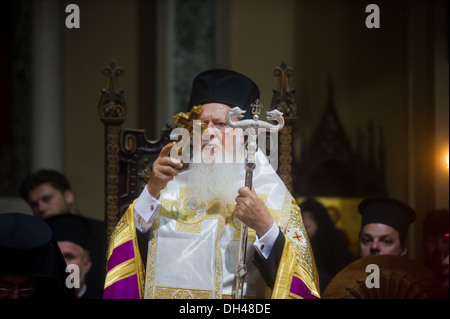 Réunion de l'Eglise copte orthodoxe et catholique église chrétienne à Milan. Le Cardinal Angelo Scola Patriarche Tawadros je rencontre Banque D'Images