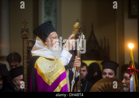 Réunion de l'Eglise copte orthodoxe et catholique église chrétienne à Milan. Le Cardinal Angelo Scola Patriarche Tawadros je rencontre Banque D'Images