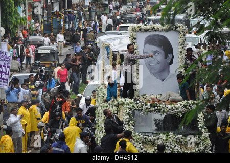 Acteur de film Bollywood indien Rajesh Khanna procession funéraire Mumbai Inde Banque D'Images