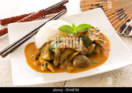 Thai red curry au boeuf et légumes Banque D'Images