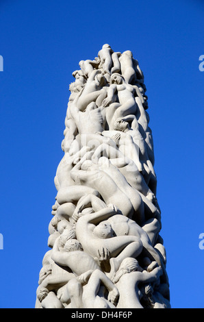 Le parc de sculptures de Vigeland, Monolith, sculptures de granit du sculpteur norvégien Gustav Vigeland d'Oslo, Norvège. Banque D'Images