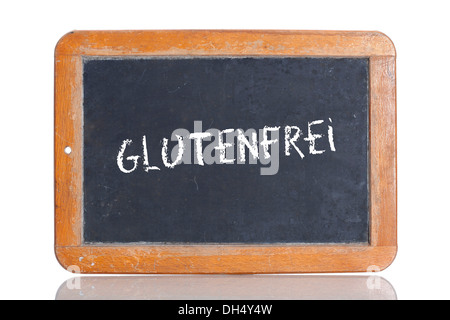 Ancienne école tableau noir avec l'expression sans gluten, sans gluten pour l'allemand Banque D'Images