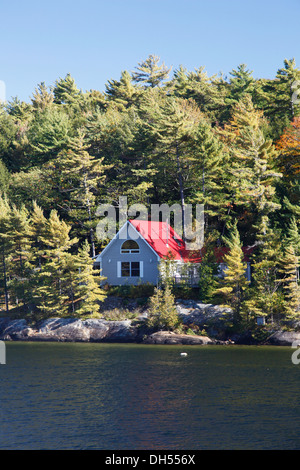 Propriété de vacances chalet, Hone Week-end sur l'île de Lac Huron, de la baie Georgienne, la péninsule Bruce Parry Sound, Ontario,Canada, Banque D'Images