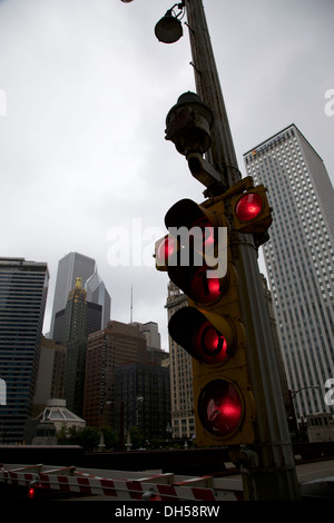 Road block, Chicago, Michigan Avenue Bridge Banque D'Images