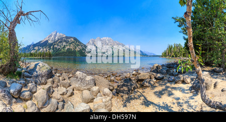 Jenny Lake Panorama, Parc National de Grand Teton, Wyoming Banque D'Images